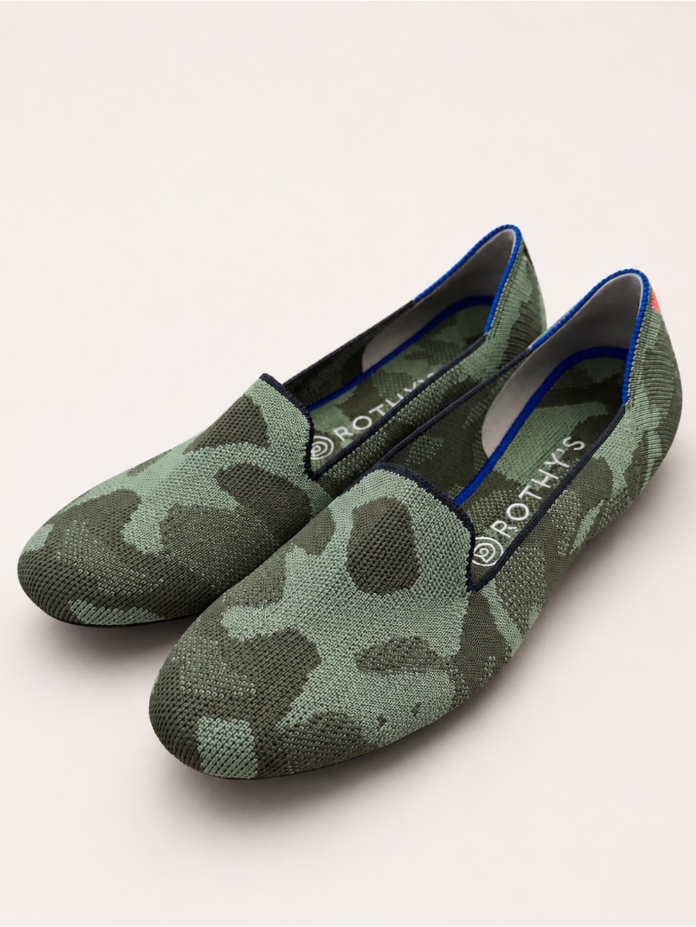 Rothy’s Olive and Shake Green Camo Loafers Size 9